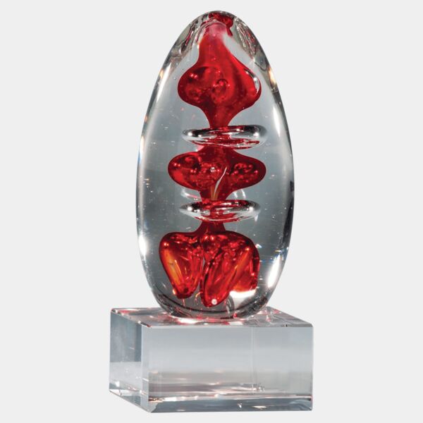 5 1/4" Egg Shaped Art Glass on Glass Base-No Plate Thumbnail