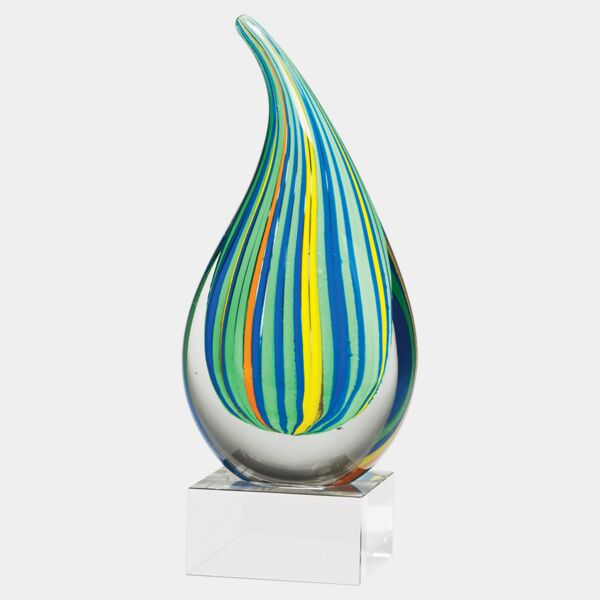 8 1/4" Multi-Colored Teardrop Art Glass on Glass Base-No Plate Thumbnail