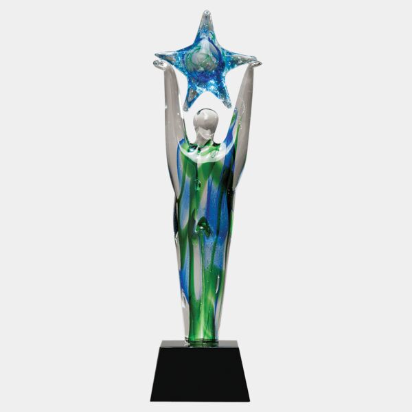 11 1/2" Star Achiever Art Glass on Glass Base-No Plate Thumbnail