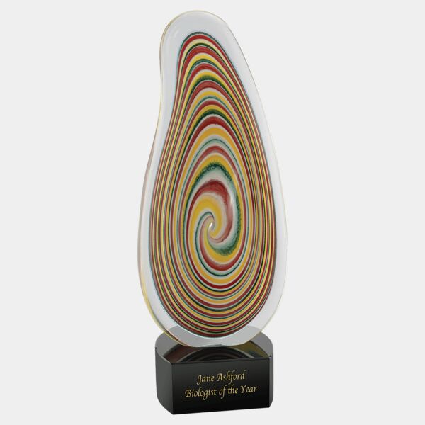 12 1/4" Multi-Color Flat Swirl Art Glass Thumbnail