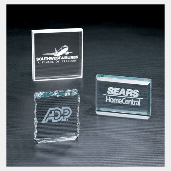 3" x 3" Jade Crushed Ice Acrylic Paperweight Thumbnail