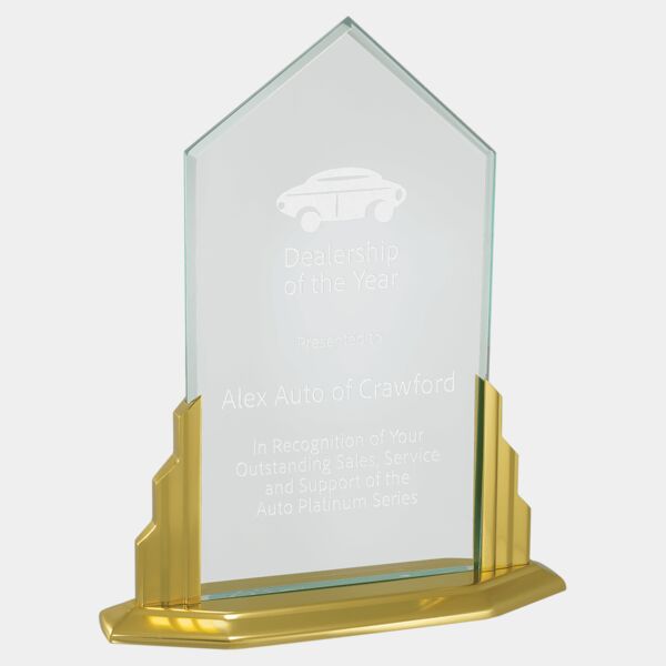 9 1/2" x 11 1/2" Peak Jade Acrylic Award with Aluminum Base Thumbnail