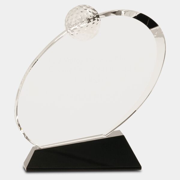 7 1/4" Crystal Oblong Golf Award on Crystal Base Thumbnail