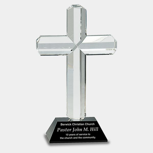8 1/2" Crystal Cross on Pedestal Base Thumbnail