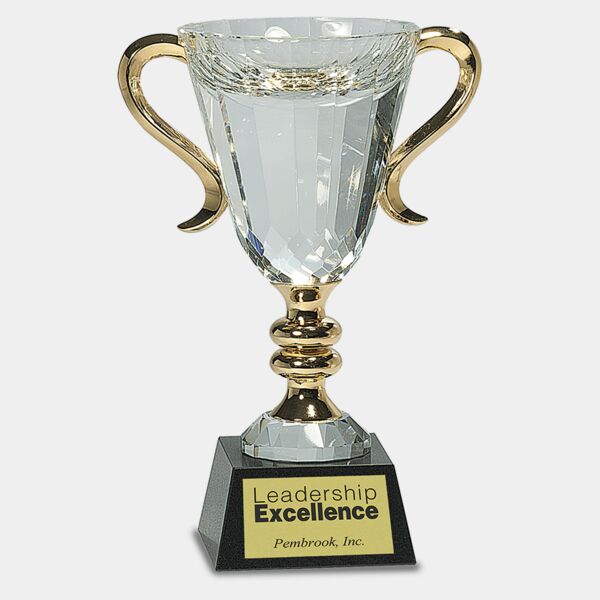 8 1/2" Crystal Cup with Handles and Stem Thumbnail