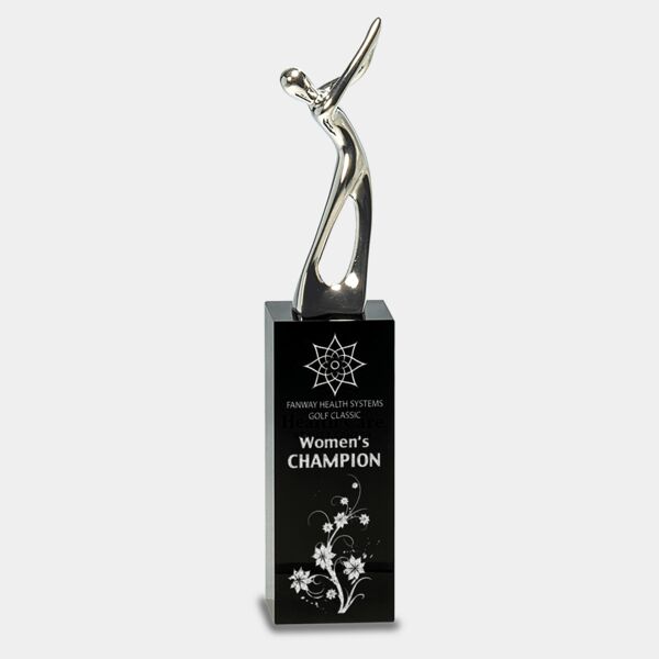 9 1/2" Metal Golf Figure on Crystal Pedestal Thumbnail