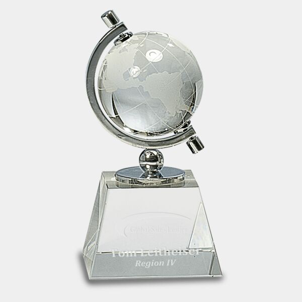 6" Crystal Spinning Globe on Base Thumbnail