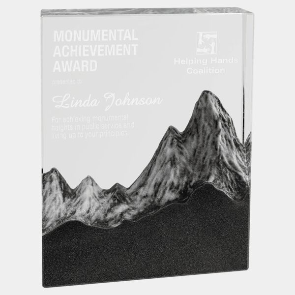 5 7/8" x 7 3/4" Crystal Rectangle with Embedded Resin Mountain Scene Thumbnail