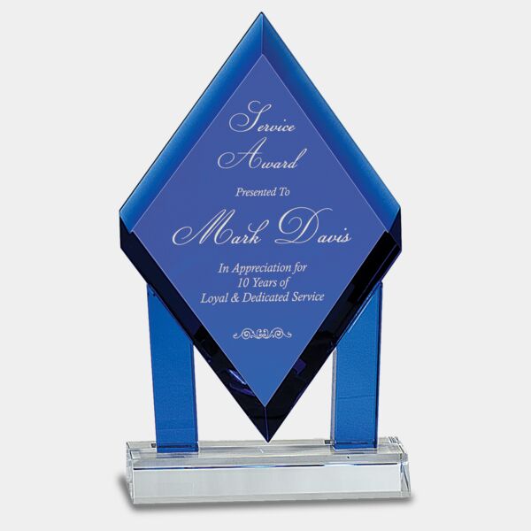 8 3/4" Crystal Floating Diamond with Columns on Base Thumbnail