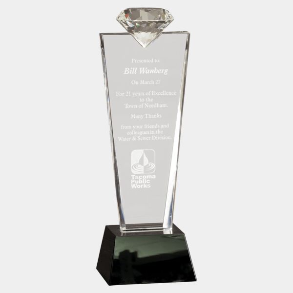 11" Crystal Diamond Top Award on Pedestal Base Thumbnail