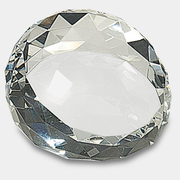 2 1/2" x 1 3/4" Round Crystal Facet Paperweight Thumbnail