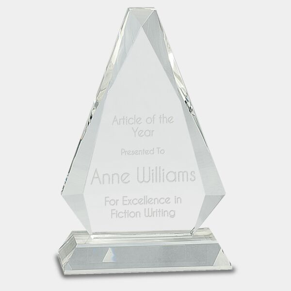 8" Crystal Triangle on Pedestal Base Thumbnail