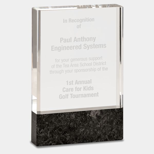 4" x 6" Fusion Crystal Award with Genuine Marble Thumbnail