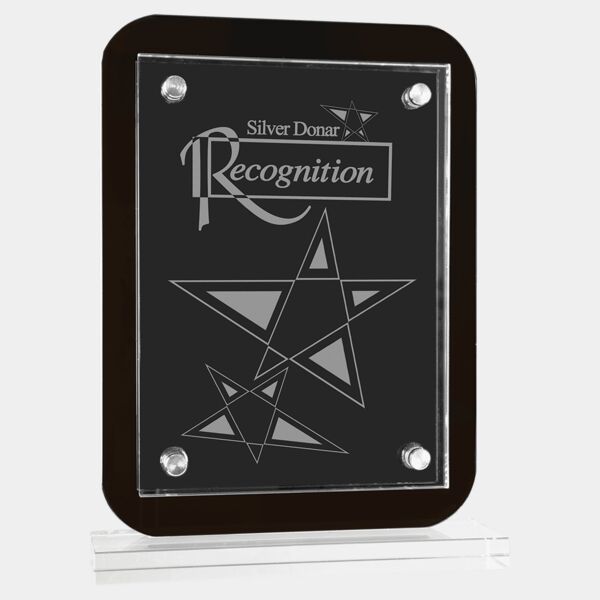 7 1/2" x 10" Floating Glass Standup Plaque Thumbnail