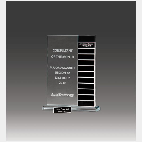 7 1/2" x 10" Jade Glass Perpetual Award with 12 Individual Aluminum Blocks Thumbnail