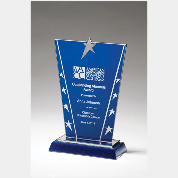 6 3/8" x 10 5/8" Constellation Series Glass Award with Background with Plated Star Thumbnail