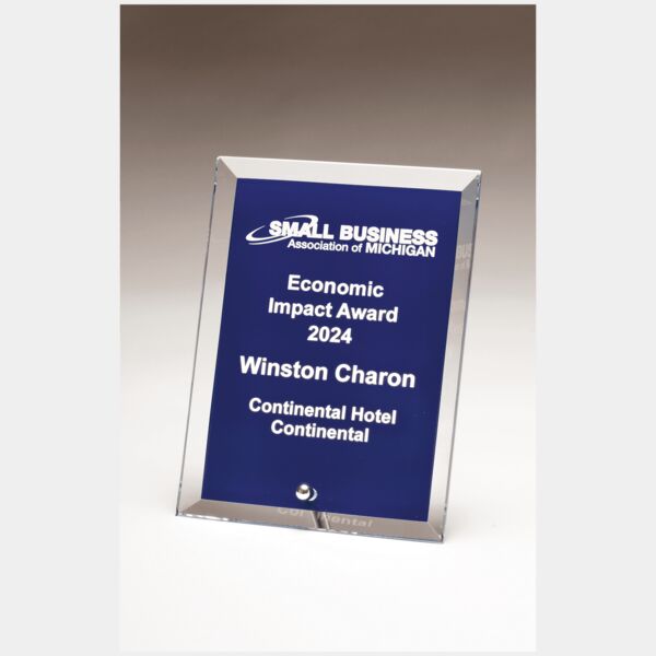 4" x 6" Glass Plaque with Painted Background, Plated Easel Post Thumbnail