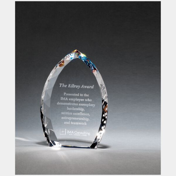 4" x 6" x 1" (Tapered) Crystal Flame with Jeweled Edge and Prism-Effect Thumbnail