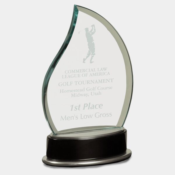 7 3/4" Jade Flame Metro Glass with and Piano Finish Base Thumbnail