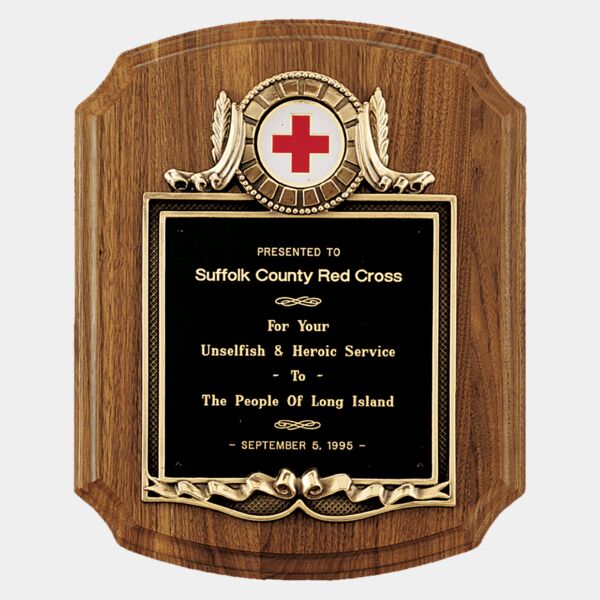 American Plaque with Border Decorative Frame with 2" Insert Holder, Laserable Brass Plate - Witney Series (Inserts Sold Separately) Thumbnail