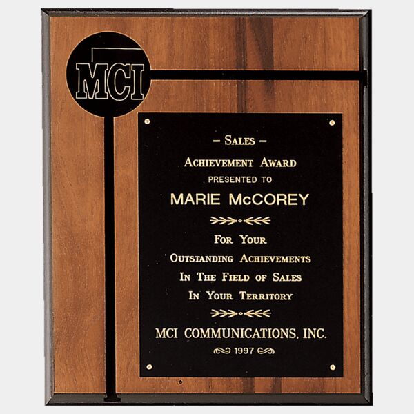 7" x 9" American Routed Plaque w/ Brass Plate and 2 1/2" Brass Disc Thumbnail