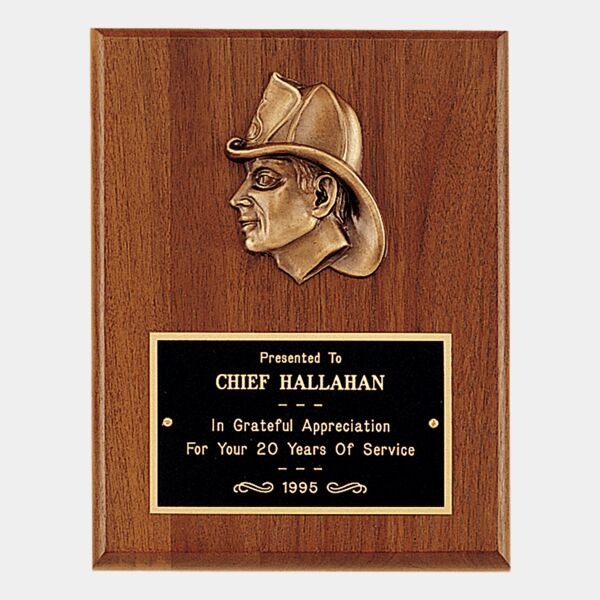 8" x 10" American Plaque with Firefighter Relief and Brass Plate Thumbnail