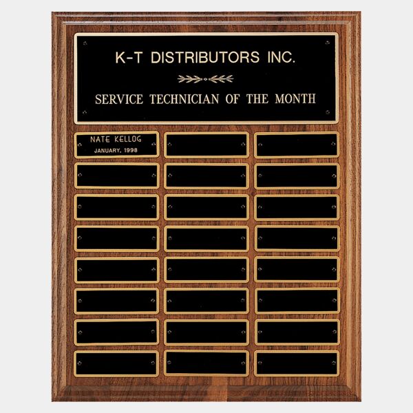 12" x 15"/Plates 1" x 3 1/4" Step-Edge 24 Plate Perpetual Plaque with Brass Plate Thumbnail