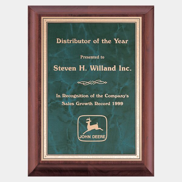 9" x 12" Hand Rubbed Finish Plaque with Emerald Marble Border LaserFX Plate Thumbnail