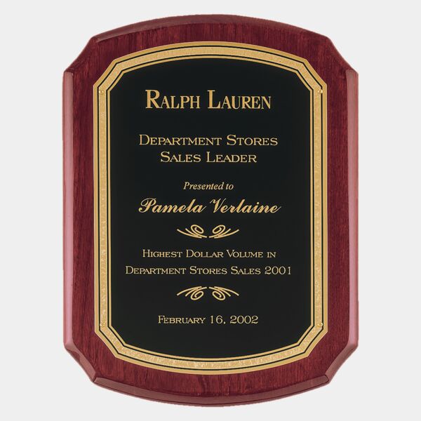 9" x 12" Airflyte Piano Finish Plaque with Florentine Border LaserFX Plate Thumbnail