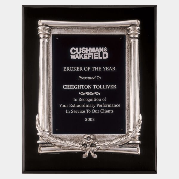 10 1/2" x 13" Piano Finish Plaque, Antique Frame Casting & Aluminum Plate Thumbnail