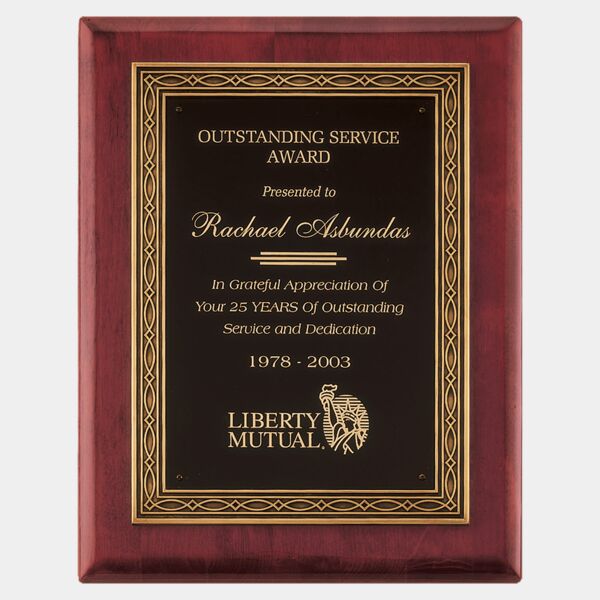 11" x 14" Piano Finish Plaque w/Antique Cast Frame and Brass Plate Thumbnail