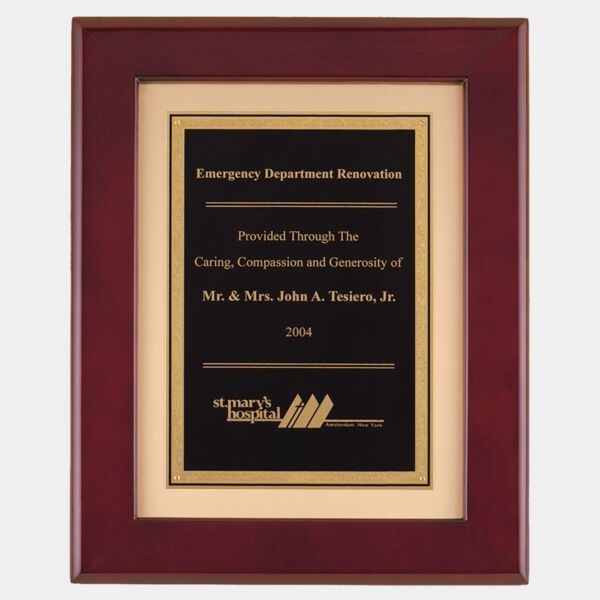 12" x 15" Piano Finish Frame with LaserFX Plate on Brushed Metal Background Thumbnail