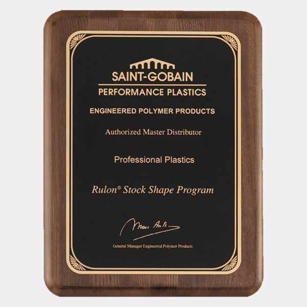 8" x 10 1/2" Airflyte Premium Piano Finish Plaque with Florentine Border LaserFX Plate Thumbnail