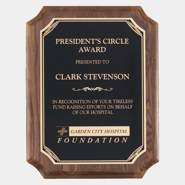 8" x 10" Airflyte Piano Finish Plaque with Florentine Border LaserFX Plate Thumbnail