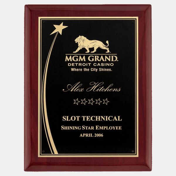 8" x 10 1/2" Airflyte Premium Piano Finish Plaque with Shooting Star Accent Engraving Plate Thumbnail
