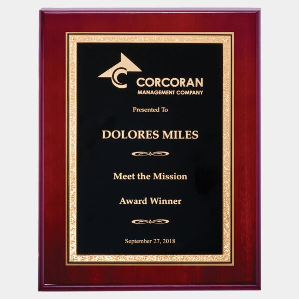 7" x 9" Airflyte High Gloss Plaque with Florentine Design Brass Plated Steel LaserFX Plate Thumbnail