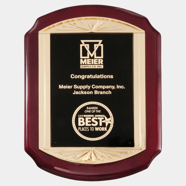 11" x 15" Piano Finish Plaque with Metal Sunburst Frame Casting and LaserFX Plate Thumbnail