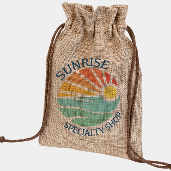6 1/4" x 9" Burlap Drawstring Bag Thumbnail