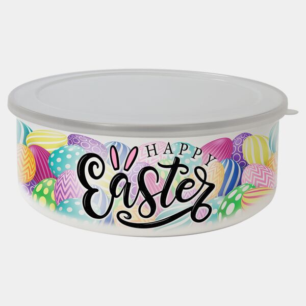 50 oz. Short Enamel Bowl with Lid Thumbnail