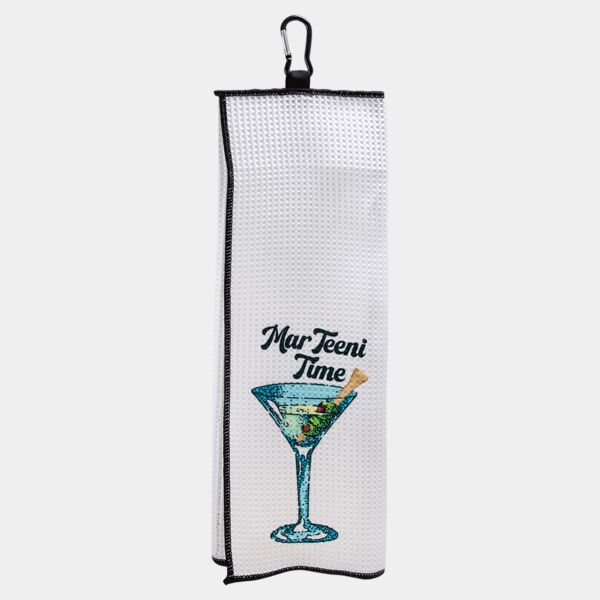 17" x 17" Trifold Sublimatable Golf Towel with Border and Carabiner Thumbnail