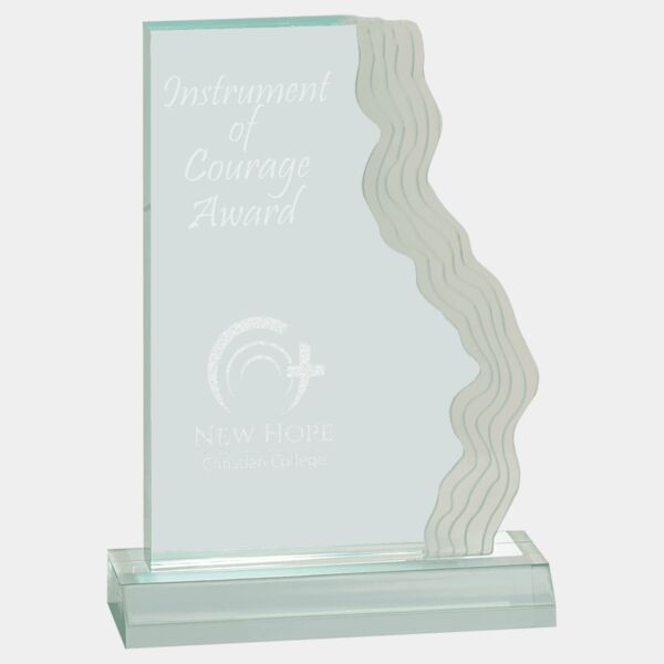 6 1/2" x 9" Jade Frosted Waterfall Edge Acrylic with 7 1/2" Base Thumbnail