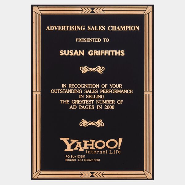 6 1/4" x 8 3/4" Laser Engravable Brass Plate with Southwestern Design Border and Four Holes Thumbnail