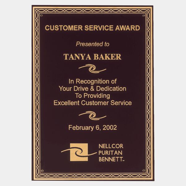 8 1/4" x 11 3/4" Laserable Brass Plate with Braided Border Design and Four Holes Thumbnail