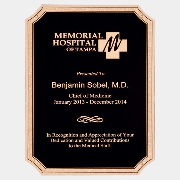 6" x 8 1/2" Textured LaserFX Plate with Notched Corners, Florentine Border and Four Holes Thumbnail