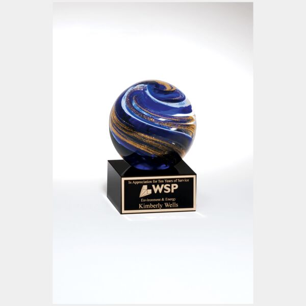 5" Globe with , and Metallic on Glass Base with Laser Aluminum Plate Thumbnail